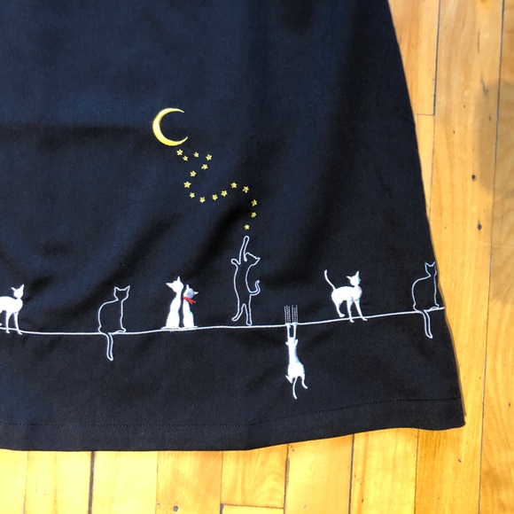 Small NWT Embroidered Cat Skirt Retro Dark Academia ModCloth lk Miss Patina - Picture 4 of 8